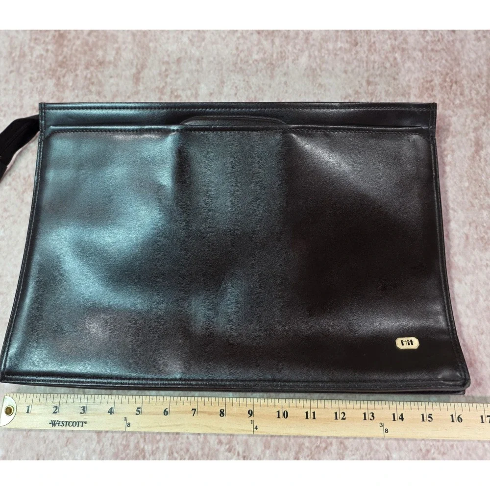 Vintage Hit Slim Leather Portfolio Briefcase Dark Brown Zip Top FE-1987